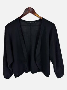 BOSS | Black Open Shrug Cardigan Sweater, XL